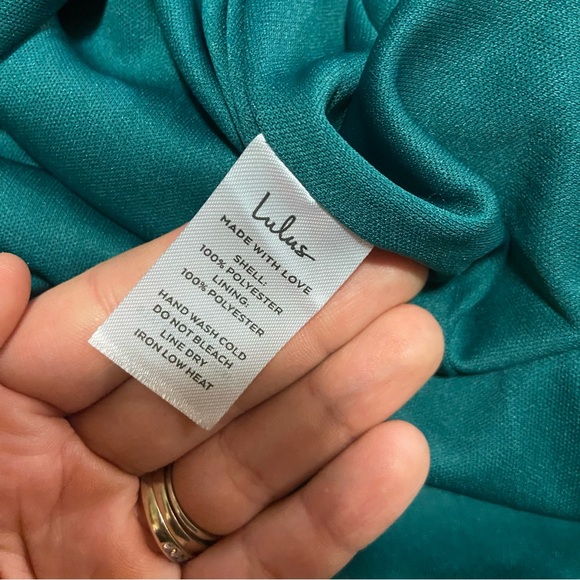 NWOT Lulus Beautiful Soul Teal Green Floral Print Twist-Front Maxi Dress - Picture 5 of 9